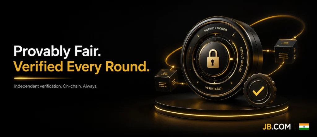 JB.COM provably fair verification system with secure round locking and blockchain validation